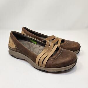 Ahnu Merritt Brown Leather Mary Jane Flats Women Size 7 Slip On Comfort Shoes